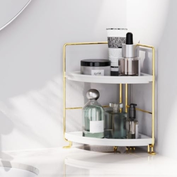 Stylish 2-Tier Corner Bathroom Organizer for Makeup
