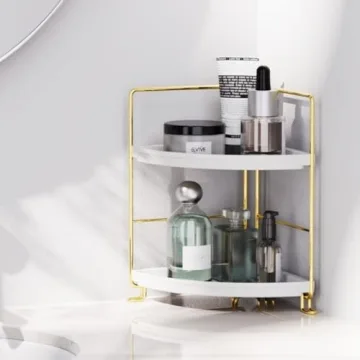 Stylish 2-Tier Corner Bathroom Organizer for Makeup