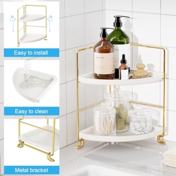 Stylish 2-Tier Corner Bathroom Organizer for Makeup