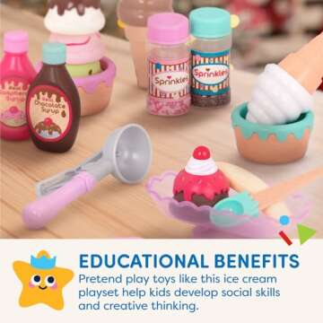 Battat- Play Circle- Toy Food – Ice Cream Set – Kitchen Accessories For Kids- Pretend Play- Swee...