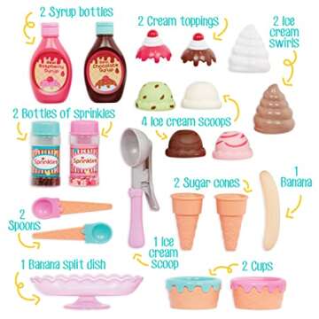 Battat- Play Circle- Toy Food – Ice Cream Set – Kitchen Accessories For Kids- Pretend Play- Sweet Treats Ice Cream Parlour- 3 years + (21 Pcs)