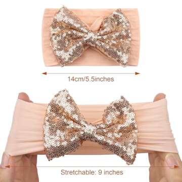 CÉLLOT Baby Girls Headbands Glitter Fesival 5 Inch Hair Bows Headbands for Newborn Infant Toddler P...