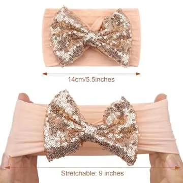CÉLLOT Baby Girls Headbands Glitter Fesival 5 Inch Hair Bows Headbands for Newborn Infant Toddler P...