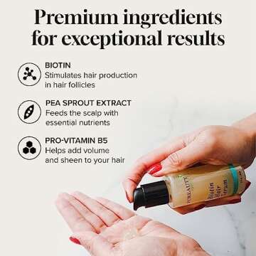 Biotin Hair Growth Serum Advanced Topical Formula To Help Grow Healthy, Strong Hair Suitable for Men and Women of All Hair Types Hair Loss Support By Pureauty Naturals 2 Fl Oz (Pack of 1)