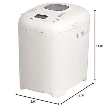 Amazon Basics Programmable Bread Maker, 2 Pound Non-Stick Automatic Bread Making Machine, With 14 Settings for Breads, Doughs, Gluten-Free Options and More, LCD Display, White