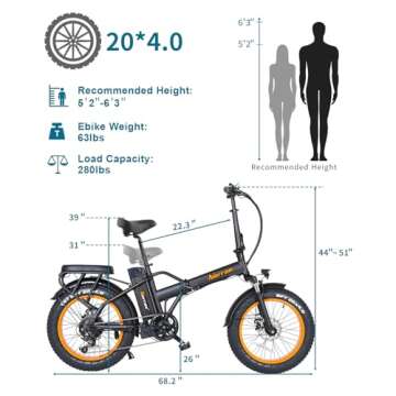 NARRAK Fat Tire Folding Electric Bike 48V 624Wh Lithium Removable Battery Peak 1100W Brushless Motor Max Speed 28Mph M5 Large LCD Display Suspension Step-Over Frame for Adults (S127-Bk/Or)