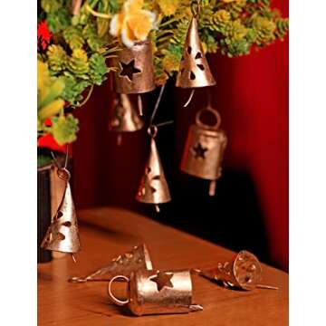 KRATI EXPORTS Soul Bells, Vintage Cutwork Iron Bells, Bohemian Decor, Indian Bells, Wind Chimes, Meditation, Christmas Bells, Bells for Decoration (Gold, 20)