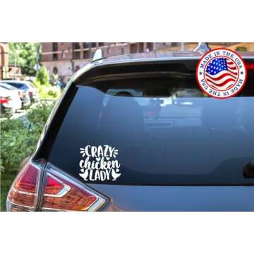 Sunset Graphics & Decals Crazy Chicken Lady Funny Decal Vinyl Car Sticker | Cars Trucks Vans Walls L...