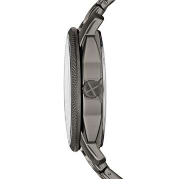 Fossil Men's Machine Quartz Stainless Steel Three-Hand Watch, Color: Smoke (Model: FS4774)