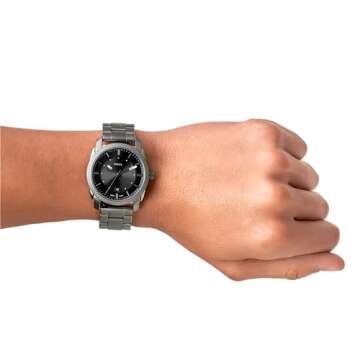 Fossil Men's Machine Quartz Stainless Steel Three-Hand Watch, Color: Smoke (Model: FS4774)