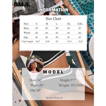 BMJL Women's High Waisted Bikini Sets Sporty Two Piece Swimsuit Color Block Cheeky High Cut Bathing Suits(XS,Black)