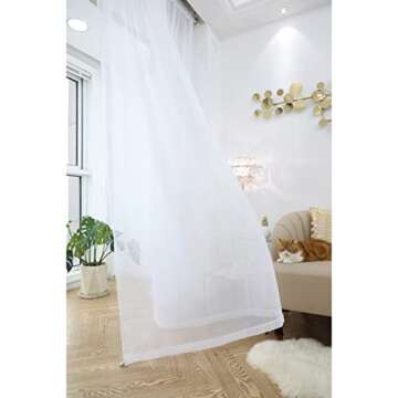PHILEASY Window Sheer Curtains 84 Inches Long 2 Panels White Sheer Curtain Clear Transparent Basic Rod Pocket Panel 15 Colors 10 Size for Bedroom Living Room Yard Kitchen