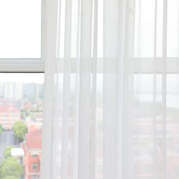 PHILEASY Window Sheer Curtains 84 Inches Long 2 Panels White Sheer Curtain Clear Transparent Basic Rod Pocket Panel 15 Colors 10 Size for Bedroom Living Room Yard Kitchen