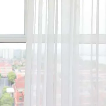 PHILEASY Window Sheer Curtains 84 Inches Long 2 Panels White Sheer Curtain Clear Transparent Basic Rod Pocket Panel 15 Colors 10 Size for Bedroom Living Room Yard Kitchen