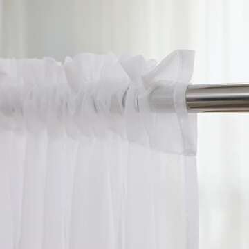 PHILEASY Window Sheer Curtains 84 Inches Long 2 Panels White Sheer Curtain Clear Transparent Basic Rod Pocket Panel 15 Colors 10 Size for Bedroom Living Room Yard Kitchen