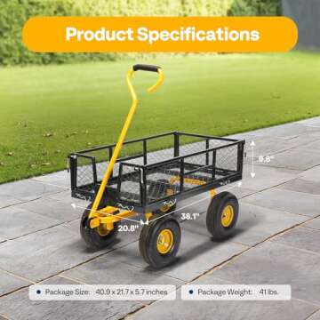 VIVOHOME Heavy Duty 880 Lbs Capacity Mesh Steel Garden Cart Folding Utility Wagon with Removable Sid...