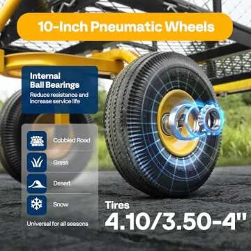 VIVOHOME Heavy Duty 880 Lbs Capacity Mesh Steel Garden Cart Folding Utility Wagon with Removable Sides and 4.10/3.50-4" Wheels 10 inch Tire (Black)