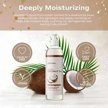 Aquableu Fractionated Coconut Oil - Pure Moisturizing Solution