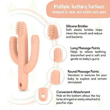 Cactus Teether, Baby Teething Toys for Babies 0-6 Months 6-12 Months, Self-Soothing Pain Relief Soft...