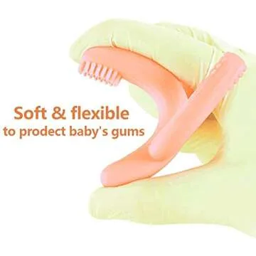 Cactus Teether, Baby Teething Toys for Babies 0-6 Months 6-12 Months, Self-Soothing Pain Relief Soft Baby Toothbrush for Babies, Toddlers, Infants, Boy and Girl, Natural Organic BPA Free(Peachy)