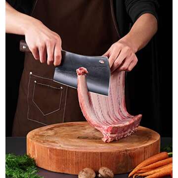 ENOKING Cleaver Knife, 7.5 Inch Hand Forged Meat Cleaver Heavy Duty Bone Chopper German High Carbon ...