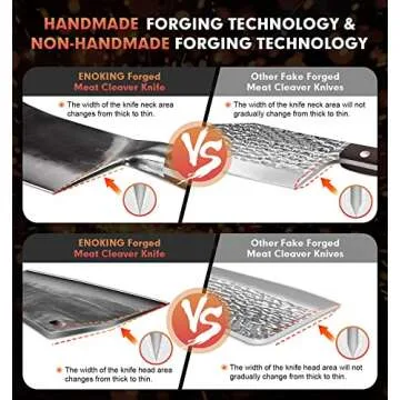 ENOKING Cleaver Knife, 7.5 Inch Hand Forged Meat Cleaver Heavy Duty Bone Chopper German High Carbon Stainless Steel Butcher Knife with Full Tang Handle for Home Kitchen and Restaurant, Ultra Sharp