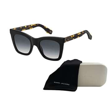 Marc Jacobs MJ279 50MM Black/Dark Grey Gradient Cateye Sunglasses for Women + BUNDLE with Designer iWear Eyewear Kit