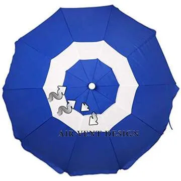 Blissun 7' Portable Beach Umbrella with Sand Anchor, Tilt Pole, Adjustable Height, Carry Bag, Air Vent, Portable Sun Shelter for Beach Patio Garden Outdoor, Blue