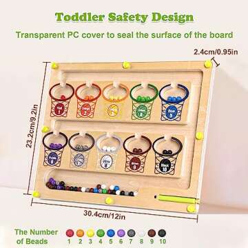 Magnetic Color & Number Maze Board - Wooden Montessori Counting Toys Learning & Educational Magnet Puzzles Games, Preschool Sensory Math Activities for Boys Girls Toddlers 3 4 5 Year Old Kids