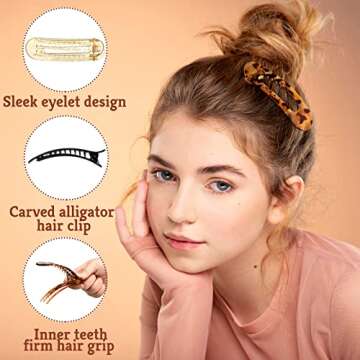 Yinder 9 Pcs Alligator Hair Clips Oval French Barrette Flat Claw Clips Duckbill Sectioning Hair Accessories for Women Jumbo Jaw Hair Clips for Styling Hair Clamps Barrettes for Gifts(Multi Color)