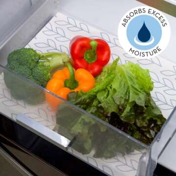 Envision Home Refrigerator Liners - Absorbent, Stylish & Reusable, 6 Pack
