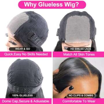 mengkai 20 Inch Glueless Lace Front Wigs Human Hair Pre Plucked Straight HD Lace Front Wigs Human Hair Bleached Knots Natural Hairline Glueless Wigs Human Hair Pre Plucked Pre Cut