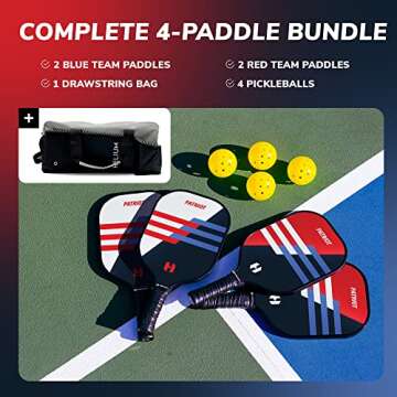 Helium Pickleball Paddle Set of 4 - Lightweight, Durable, Fun