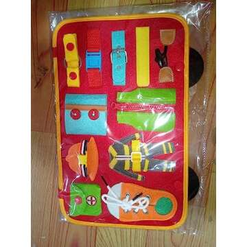 Busy Board,Fire Truck Style Activity Board(14 in 1),Toddlers Sensory Toy Montessori Toy for Fine Mot...