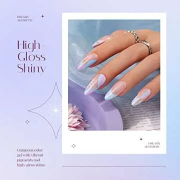 Beetles Gel Nail Polish Set 6 Colors Glitter Sky Blue Purple Gel Polish Kit Lavender Violets Gel Nail Polish Gel Nail Polish Soak off Uv LED Gel Manicure DIY Nail Home