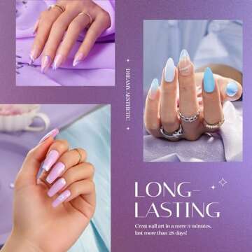 Beetles Gel Nail Polish Set 6 Colors Glitter Sky Blue Purple Gel Polish Kit Lavender Violets Gel Nail Polish Gel Nail Polish Soak off Uv LED Gel Manicure DIY Nail Home