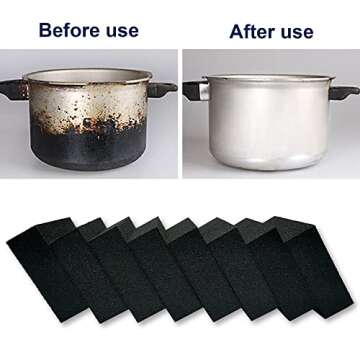 Krisler 8pc Black Carborundum Sponge - Nano Emery Scouring Pads for Kitchen Cleaning