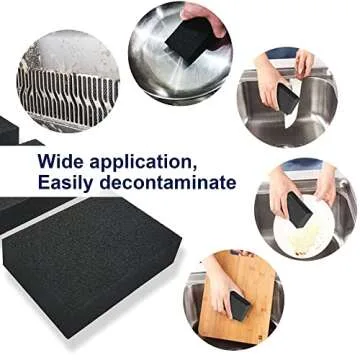 Krisler 8pc Black Carborundum Sponges for Effortless Cleaning