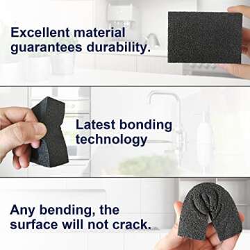 Krisler 8pc Black Carborundum Sponges for Effortless Cleaning
