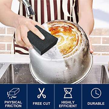 Krisler 8pc Black Carborundum Sponges for Effortless Cleaning