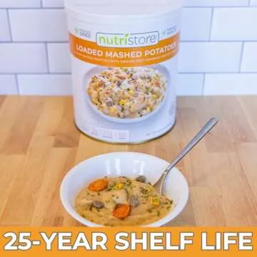 Nutristore Freeze-Dried Loaded Mashed Potatoes | Emergency Survival Bulk Food Storage Meal | Perfect for Everyday Quick Meals and Long-Term Storage | 25 Year Shelf Life | USDA Inspected (1-Pack)