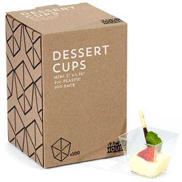 2oz. Mini Dessert Cups, 100-pack – Clear Plastic Square Cups – Small Disposable Shooters for Tasting Parfait, Fruit, Cake, Ice Cream, Sauces, Jelly Shots & Appetizers - Parties, Catering & Restaurants