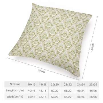 Green Beige Flower Check Throw Pillow Cover,Traditional Checkered Decorative Pillow Cases Cotton Lin...