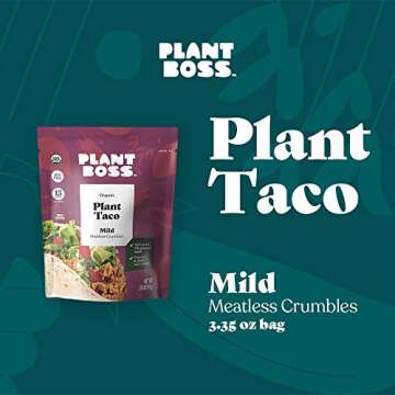Plant Boss Mild Plant Taco Crumbles | Organic Meatless Crumbles | 15g Protein Per Serving | Soy-Free...