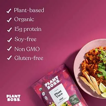 Plant Boss Mild Plant Taco Crumbles | Organic Meatless Crumbles | 15g Protein Per Serving | Soy-Free | 3.35 oz Bag | Pack Of 6
