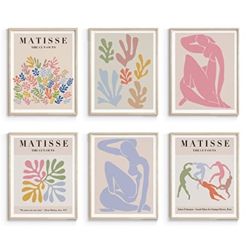 InSimSea Matisse Wall Art Set - 6 Poster Prints for Living Room Aesthetic