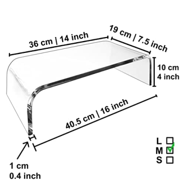 AMT Premium Acrylic Clear Monitor Stand Laptop/PC/Multimedia Monitor Riser for Home Office