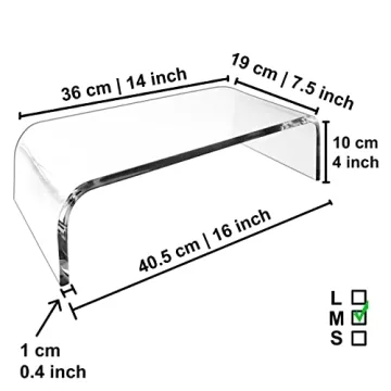 AMT Premium Acrylic Clear Monitor Stand Laptop/PC/Multimedia Monitor Riser for Home Office