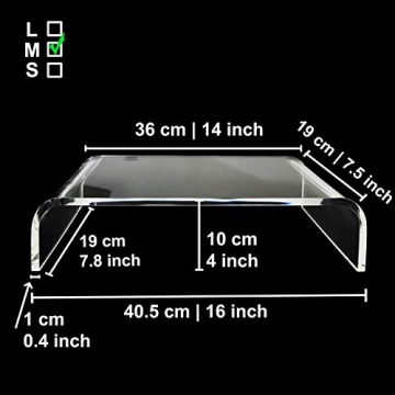 AMT Premium Acrylic Clear Monitor Stand Laptop/PC/Multimedia Monitor Riser for Home Office