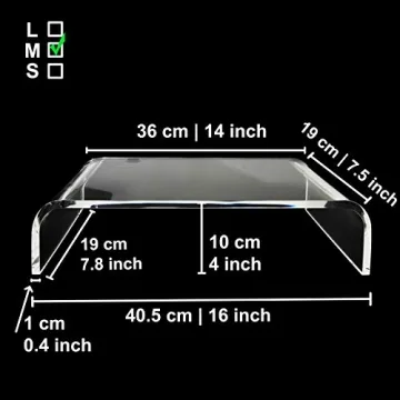 AMT Premium Acrylic Clear Monitor Stand Laptop/PC/Multimedia Monitor Riser for Home Office
